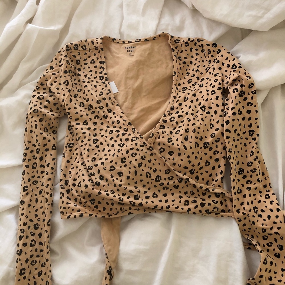 leopard print wrap top